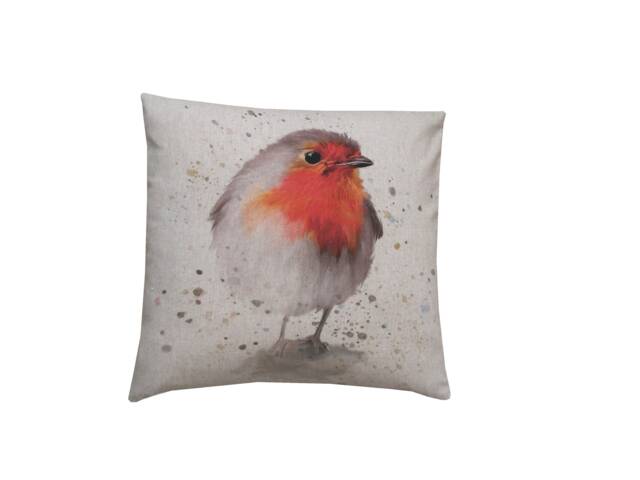 Christmas Robin Linen Cushion Cover Country Home Decor - image 1