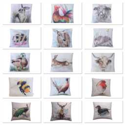 Christmas Robin Linen Cushion Cover Country Home Decor - thumbnail 2