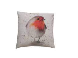 Christmas Robin Linen Cushion Cover Country Home Decor - thumbnail 1