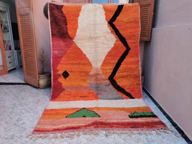 Handwoven Moroccan Boujad Wool Rug, Abstract Multicolored Carpet - image 1