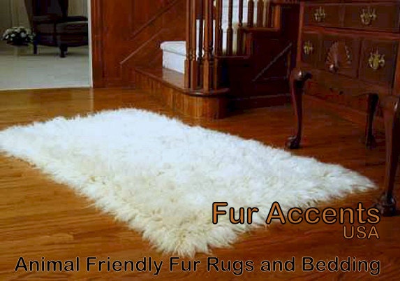 Faux Fur Polar Bear Skin Rug - White Plush Accent - image 1