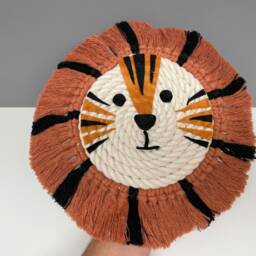 Tiger Macrame Rope Animal Wall Hanging - Jungle Animal Rope Faces Nursery Decor New Baby Gift - thumbnail 2