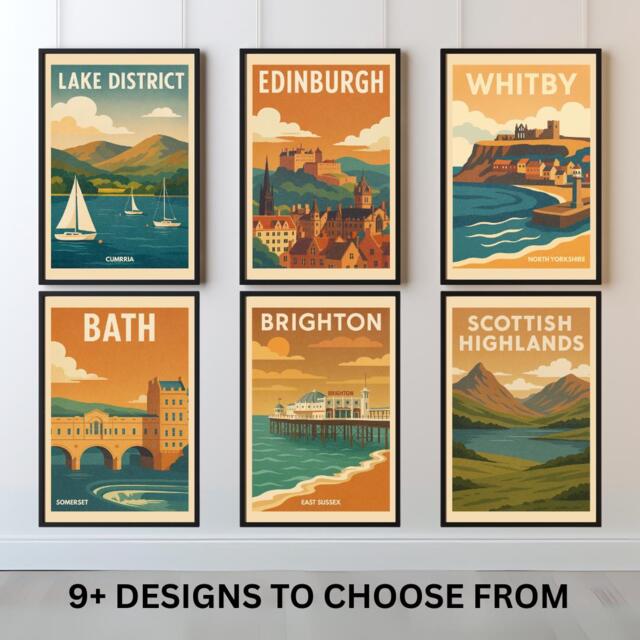 Vintage UK Travel Poster Retro Mid-Century Wall Art - image 1