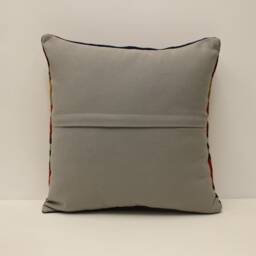 Handwoven Turkish Kilim Pillow Cover, Bohemian Wool Cushion - 16x16 - thumbnail 4