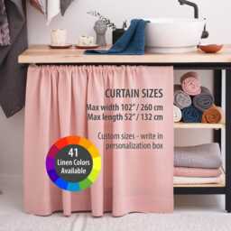 Natural Linen Kitchen Curtains, Cupboard, Bathroom Shelf Drapery, Stonewashed Linen Cafe Curtain, Eco-Friendly Decor - thumbnail 2