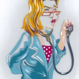Modern Doctor Bookend, Metal Designed Book Accessories, Colored Lady Bookend - thumbnail 2
