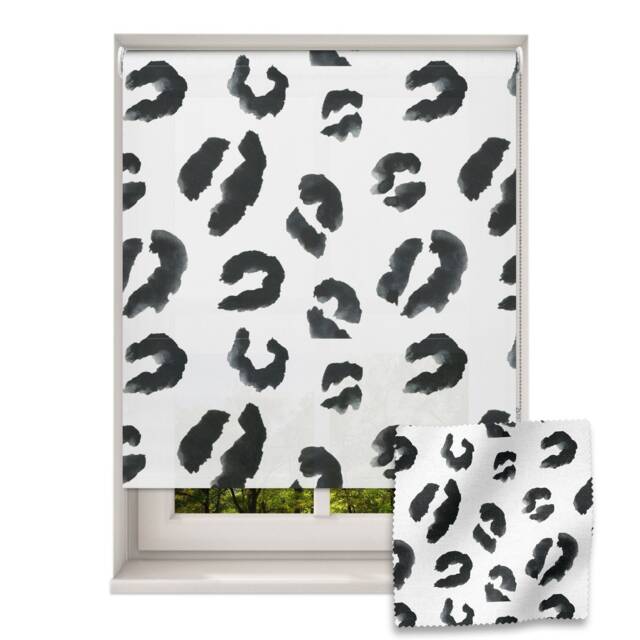 Leopard Print Roller Blind, Children's Made To Measure, Black & White Animal Blind - image 1