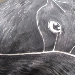Hand-Painted Black Cat Pillow, Decorative Cotton Cushion - thumbnail 3