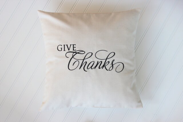 Give Thanks Pillow Cover - Farmhouse Decor Shabby Chic Thanksgiving - image 1