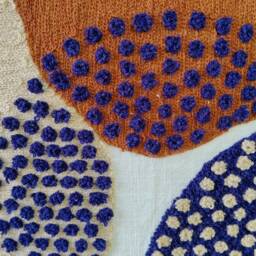 Embroidered Boho Pillow Cover Navy, Rust, & Ivory Cotton Cushion - thumbnail 2