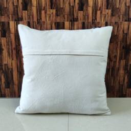 Embroidered Boho Pillow Cover Navy, Rust, & Ivory Cotton Cushion - thumbnail 4