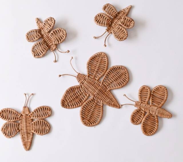 Wicker Butterfly Wall Hanging Set Nursery Decor, Kids Room Art - image 1