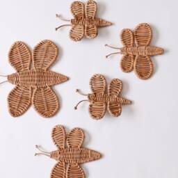 Wicker Butterfly Wall Hanging Set Nursery Decor, Kids Room Art - thumbnail 2