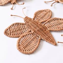 Wicker Butterfly Wall Hanging Set Nursery Decor, Kids Room Art - thumbnail 3