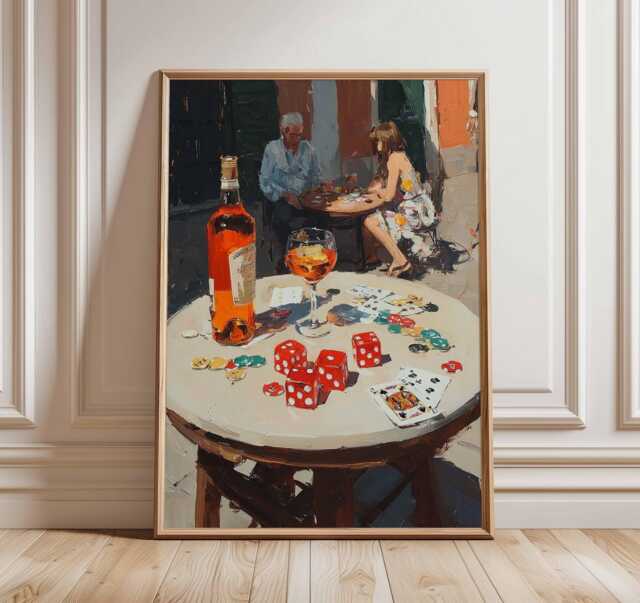 Vintage Casino Night Art Print - Retro Game Room Decor - image 1