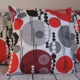 Red Pillow Covers, Valentine's Day Gift, Cotton Cases, Red Grey Black Circles, Geometric Figures, Abstract Picture - thumbnail 2