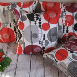 Red Pillow Covers, Valentine's Day Gift, Cotton Cases, Red Grey Black Circles, Geometric Figures, Abstract Picture - thumbnail 3