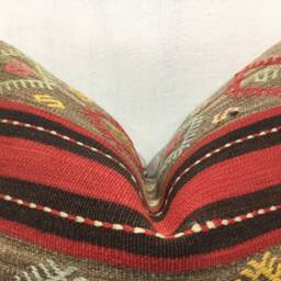Vintage Handwoven Kilim Pillow, Turkish Bohemian Throw, 16x24 - thumbnail 2