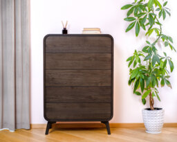 High Chest Of Drawers, Dresser, Bedroom Dresser in Solid Wood With 5 Drawers, Mid Century Solid Wood Tall Handmade