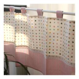Tab Top Polka Dots Stripe Cafe Curtain Window Valance/Kids Nursery/Child Playroom Drape/Girl's Room/Bathroom Shower Curtain-Freegift - thumbnail 2