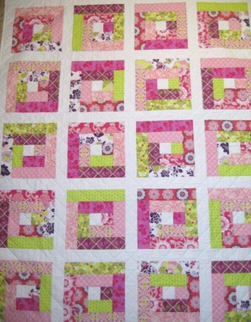 Quilt, Big Block Log Cabin Quilt, Homemade Baby A Modern Log Cabin Quilts, Throw Quilt - image 1