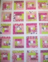 Quilt, Big Block Log Cabin Quilt, Homemade Baby A Modern Log Cabin Quilts, Throw Quilt - thumbnail 1
