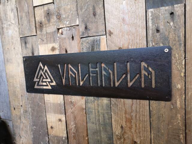 Valhalla Sign Viking Wall Art - Throne Decor Gift Pagan Wiccan Metal - image 1