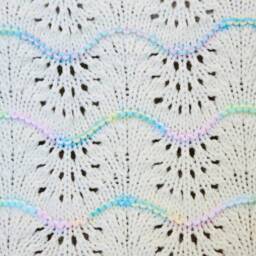 New Handmade Cream Knit Crochet Baby Afghan Blanket Throw Newborn Infant Wave Trim Antique White - thumbnail 4