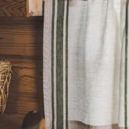 Handmade Linen Caf?? Curtain - French Farmhouse Window Panel, Natural With Stripes, Perfect For Kitchen Or Small Windows - thumbnail 3