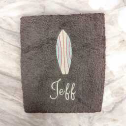 Personalised Embroidered Surf Board Towel, Custom Made Name Gifts - thumbnail 1