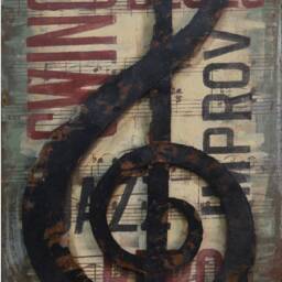"Treble Clef, Violin Key, Metal Wall Art Sculpture, Handmade 3D Painting, Music Room, Vintage Style, Metal Home Decor 35""x24" - thumbnail 3