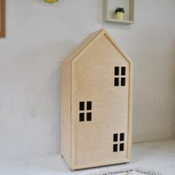 Montessori Style Wardrobe For Babies Made Of Wood. Charming Wooden With Doors & Shelves Baby's Room. Handmade Furniture - thumbnail 3