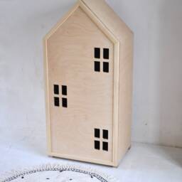 Montessori Style Wardrobe For Babies Made Of Wood. Charming Wooden With Doors & Shelves Baby's Room. Handmade Furniture - thumbnail 2