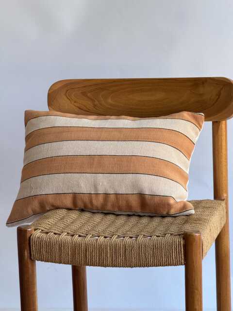 Handwoven Hemp Lumbar Pillow Cover Striped Boho Farmhouse Decor - image 1