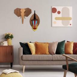 Wooden Mandrill Head, Wall Art, Decor, Animal Nursery Mount, Monkey - thumbnail 4