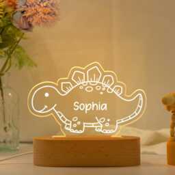 Personalized Dinosaur Night Light, Dinosaur Lamp, Custom Name Led Light, Kids Bedroom Decor, Birthday Gift For Girl Or Boy, Baby Shower - thumbnail 1