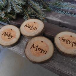 Personalized Wood Slice Christmas Stocking Name Tags - thumbnail 3