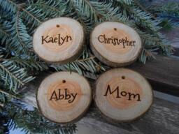 Personalized Wood Slice Christmas Stocking Name Tags - thumbnail 1