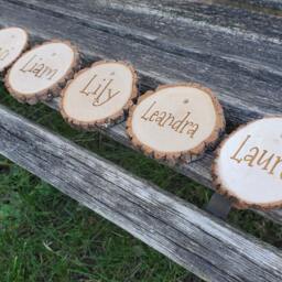 Personalized Wood Slice Christmas Stocking Name Tags - thumbnail 2