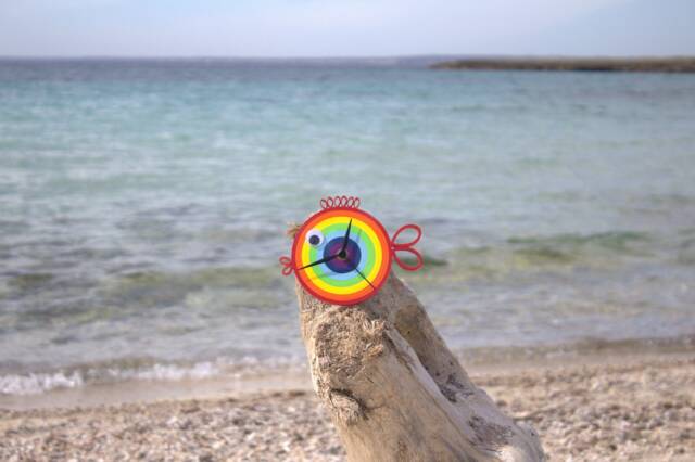 Wall Clock, Fish Decor Kids Room Decor, Rainbow Paper Art, Funny Gifts, For - image 1