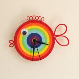 Wall Clock, Fish Decor Kids Room Decor, Rainbow Paper Art, Funny Gifts, For - thumbnail 2