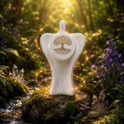 I Am Grounded - Tree Of Life 20cm Sculpture Crystal Filled White Marble Ornament Spiritual Grounding Gift Meditation Decor - thumbnail 2
