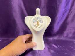 I Am Grounded - Tree Of Life 20cm Sculpture Crystal Filled White Marble Ornament Spiritual Grounding Gift Meditation Decor