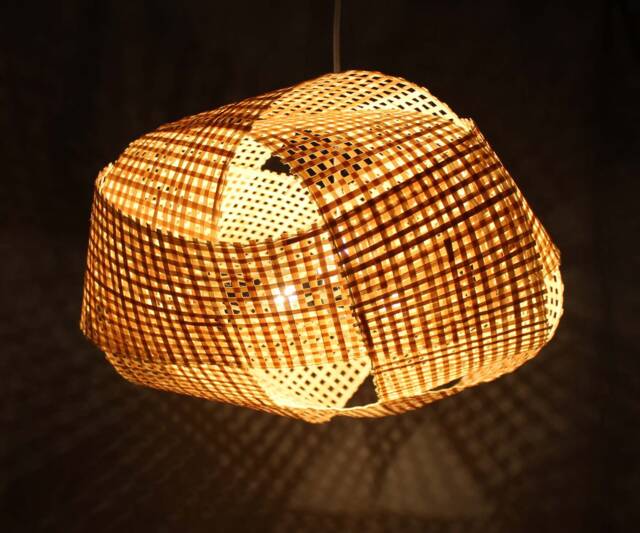 Handwoven Bamboo Pendant Light Rustic Boho Ceiling Lamp - image 1