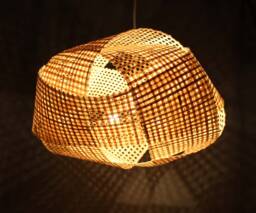 Handwoven Bamboo Pendant Light Rustic Boho Ceiling Lamp - thumbnail 1