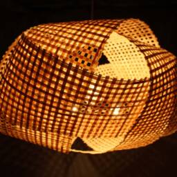 Handwoven Bamboo Pendant Light Rustic Boho Ceiling Lamp - thumbnail 3
