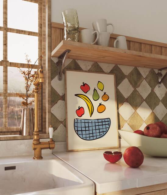 Fruit Bowl Unframed Print - Kitchen Poster Art Food Wall Prints Posters - image 1