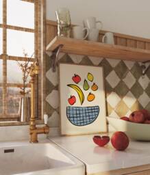 Fruit Bowl Unframed Print - Kitchen Poster Art Food Wall Prints Posters - thumbnail 1