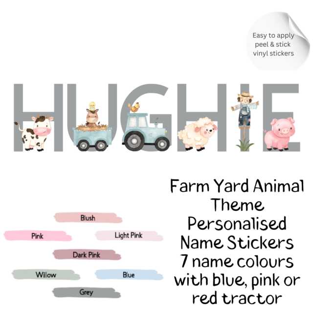 Personalized Farm Animal Name Stickers Nursery Wall Decor - 3 - image 1