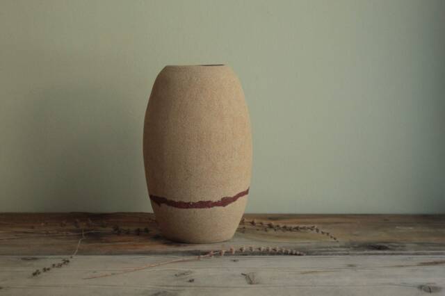 Handmade Ceramic Decorative Vase, Sand Stoneware Home Decor Interior Art Flower Design Vase - image 1